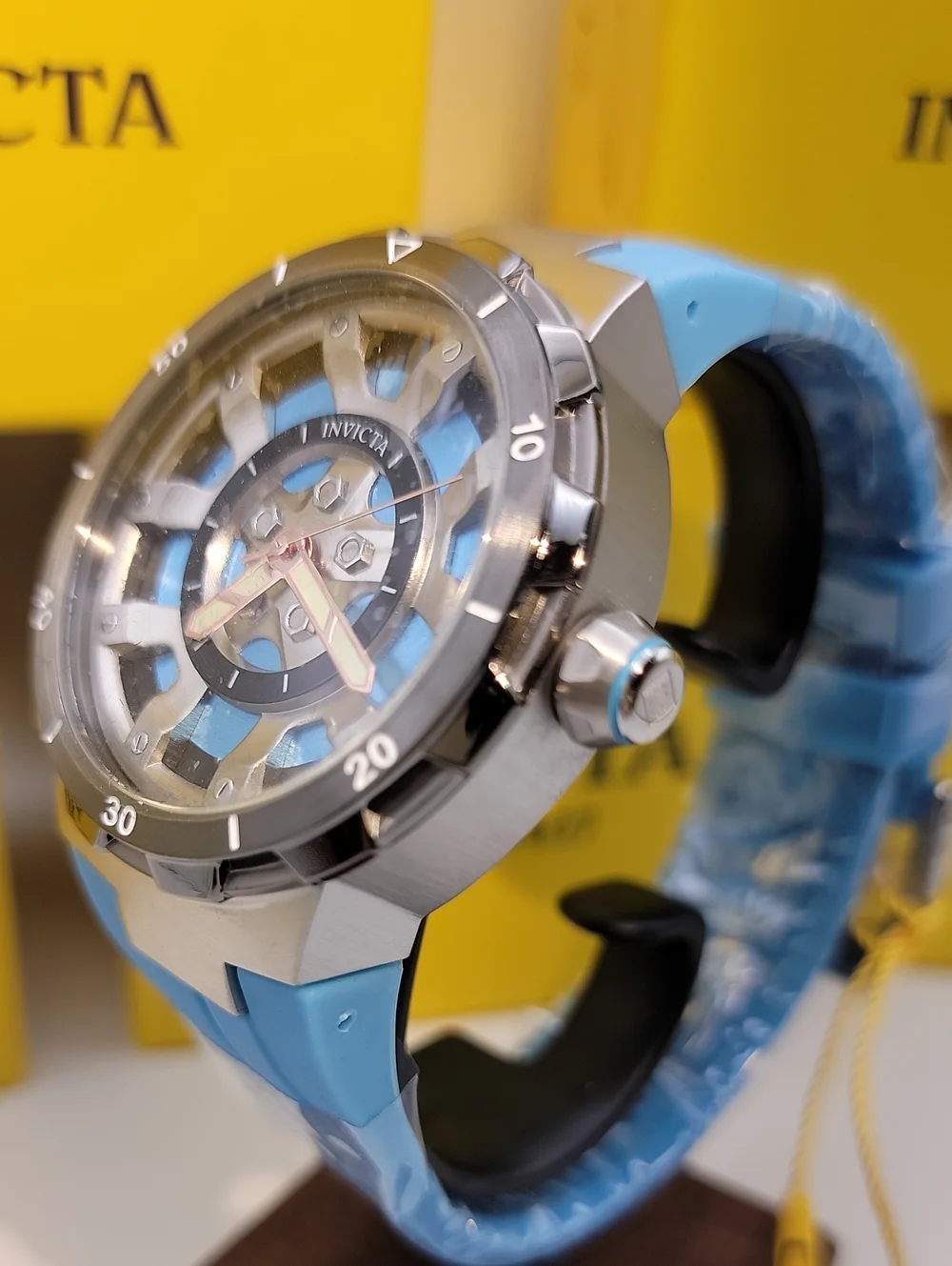 NEW 🏁 Invicta Racing Stint Master Men's Watch - 46mm. Light Blue Silicone 49442